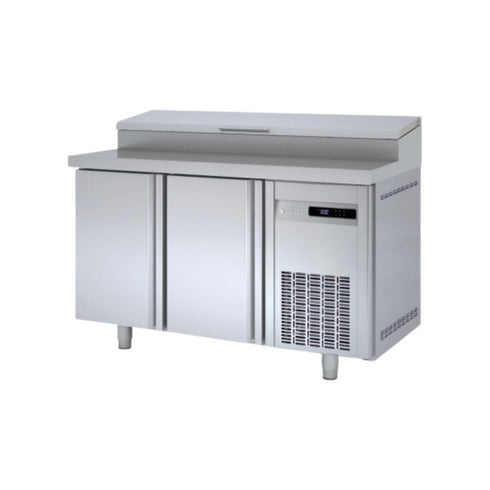Meuble de préparation saladette bac GN 1/4 réfrigérée positive 0/+8°C gamme TOP - 2 portes - 1495x600x850mm